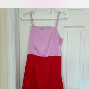 entro Lavender and Red Colorblock Dress with Spaghetti Straps